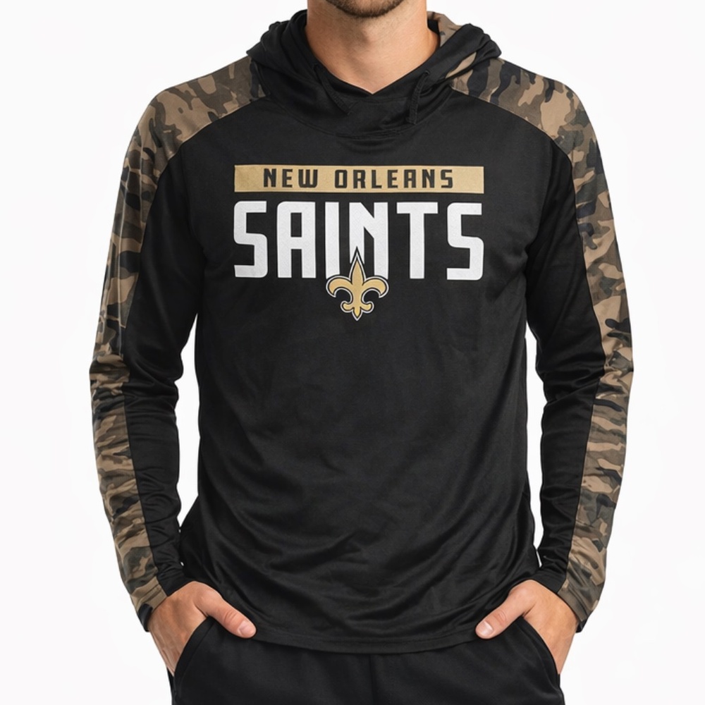 Zubaz NFL Team Apparel -  New Orleans Saints‎ Camo Sleeve Hoodie Men's XL